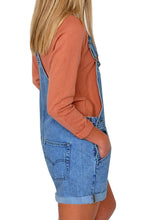 luvamia Women's Casual Adjustable Strap Cuffed Hem Denim Bib Overalls Shorts Romper