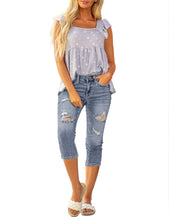 luvamia Womens Capri Jeans for Women High Waisted Skinny Ripped Jean Denim Pants