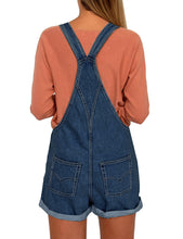 luvamia Women's Casual Adjustable Strap Cuffed Hem Denim Bib Overalls Shorts Romper