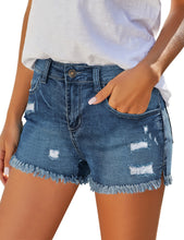 luvamia Women's Casual Denim Shorts Frayed Raw Hem Ripped Jeans Shorts