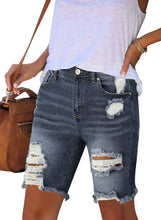 luvamia Women's High Waist Bermuda Shorts Ripped Distressed Stretch Denim Shorts