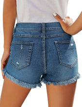 luvamia Women's Casual Denim Shorts Frayed Raw Hem Ripped Jeans Shorts