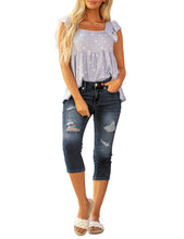 luvamia Womens Capri Jeans for Women High Waisted Skinny Ripped Jean Denim Pants