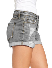 luvamia Women's Ripped Denim Jean Shorts High Waisted Stretchy Folded Hem Short Jeans