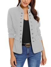 luvamia Women's Open Front Long Sleeves Work Blazer Casual Buttons Jacket Suit