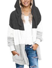 luvamia Women Fuzzy Fleece Open Front Pocket Hooded Cardigan Jacket Coat Outwear