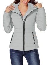 luvamia Women Casual Warm Winter Faux Fur Quilted Parka Lapel Zip Jacket Puffer Coat