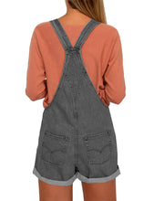luvamia Women's Casual Adjustable Strap Cuffed Hem Denim Bib Overalls Shorts Romper
