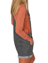luvamia Women's Casual Adjustable Strap Cuffed Hem Denim Bib Overalls Shorts Romper