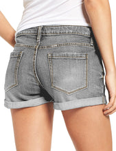 luvamia Women's Ripped Denim Jean Shorts High Waisted Stretchy Folded Hem Short Jeans