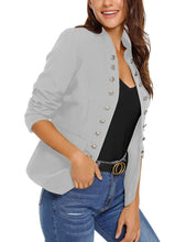luvamia Women's Open Front Long Sleeves Work Blazer Casual Buttons Jacket Suit