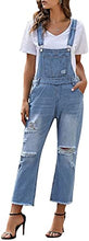 luvamia Women Ripped Stretch Adjustable Denim Bib Overalls Jeans Pants Jumpsuits