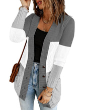 luvamia Women Open Front Cardigan Chunky Cable Knit Casual Long Sleeve Sweater Button Down Outwear Loose Coat Pockets