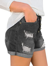luvamia Women's Ripped Denim Jean Shorts High Waisted Stretchy Folded Hem Short Jeans