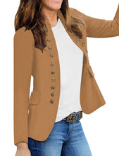 luvamia Women's Open Front Long Sleeves Work Blazer Casual Buttons Jacket Suit