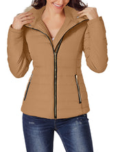 luvamia Women Casual Warm Winter Faux Fur Quilted Parka Lapel Zip Jacket Puffer Coat