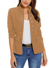luvamia Women's Open Front Long Sleeves Work Blazer Casual Buttons Jacket Suit