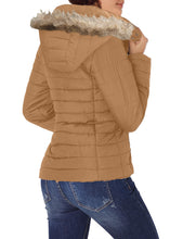 luvamia Women Casual Warm Winter Faux Fur Quilted Parka Lapel Zip Jacket Puffer Coat