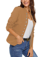luvamia Women's Open Front Long Sleeves Work Blazer Casual Buttons Jacket Suit