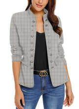 luvamia Women's Open Front Long Sleeves Work Blazer Casual Buttons Jacket Suit