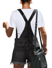 luvamia Women's Ripped Short Overalls Adjustable Denim Bib Overall Shorts Romper