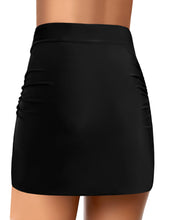 luvamia Women's Pleated Swim Skirt Mid Waist Swimsuit Bottom Swimwear