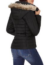 luvamia Women Casual Warm Winter Faux Fur Quilted Parka Lapel Zip Jacket Puffer Coat
