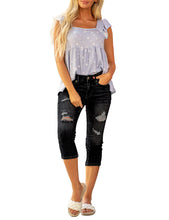 luvamia Womens Capri Jeans for Women High Waisted Skinny Ripped Jean Denim Pants