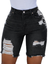 luvamia Women's High Waist Bermuda Shorts Ripped Distressed Stretch Denim Shorts