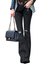 luvamia Women's Ripped Flare Bell Bottom Jeans Pants Retro Wide Leg Denim Pants
