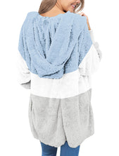 luvamia Women Fuzzy Fleece Open Front Pocket Hooded Cardigan Jacket Coat Outwear