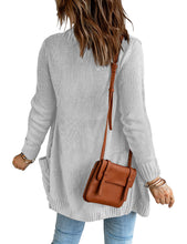 luvamia Women Open Front Cardigan Chunky Cable Knit Casual Long Sleeve Sweater Button Down Outwear Loose Coat Pockets