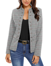 luvamia Women's Open Front Long Sleeves Work Blazer Casual Buttons Jacket Suit
