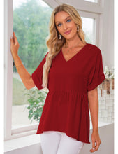 luvamia Blouses for Women Dressy Casual Babydoll Flowy Tops V Neck Tunic Tops Loose Fit Batwing Sleeves Summer