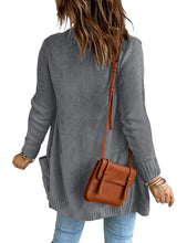 luvamia Women Open Front Cardigan Chunky Cable Knit Casual Long Sleeve Sweater Button Down Outwear Loose Coat Pockets