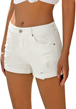 luvamia Women's Ripped Denim Jean Shorts High Waisted Stretchy Folded Hem Short Jeans