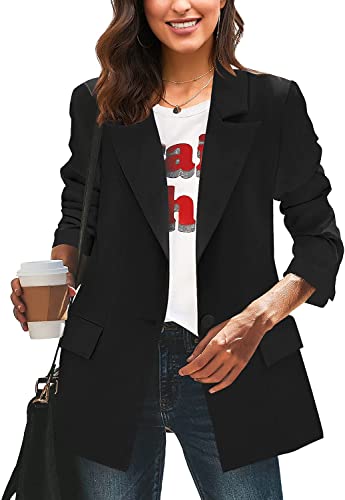 luvamia Women Casual Long Sleeve Blazer Open Front Lapel Work Office Jacket Suit