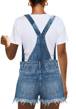 luvamia Women's Ripped Short Overalls Adjustable Denim Bib Overall Shorts Romper