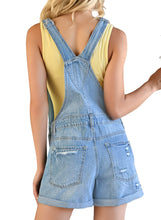 luvamia Women's Ripped Short Overalls Adjustable Denim Bib Overall Shorts Romper