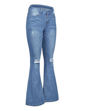 luvamia Women's Ripped Flare Bell Bottom Jeans Pants Retro Wide Leg Denim Pants