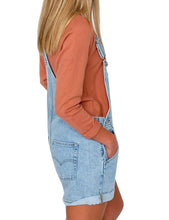 luvamia Women's Casual Adjustable Strap Cuffed Hem Denim Bib Overalls Shorts Romper