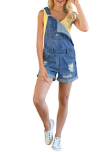 luvamia Women's Ripped Short Overalls Adjustable Denim Bib Overall Shorts Romper