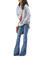 luvamia Women's Ripped Flare Bell Bottom Jeans Pants Retro Wide Leg Denim Pants