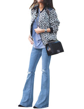 luvamia Women's Ripped Flare Bell Bottom Jeans Pants Retro Wide Leg Denim Pants