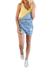 luvamia Women's Ripped Short Overalls Adjustable Denim Bib Overall Shorts Romper