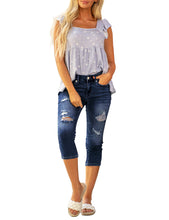 luvamia Womens Capri Jeans for Women High Waisted Skinny Ripped Jean Denim Pants