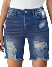 luvamia Women's High Waist Bermuda Shorts Ripped Distressed Stretch Denim Shorts
