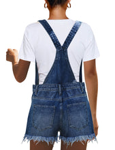 luvamia Women's Ripped Short Overalls Adjustable Denim Bib Overall Shorts Romper