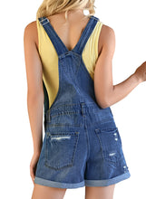 luvamia Women's Ripped Short Overalls Adjustable Denim Bib Overall Shorts Romper