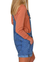 luvamia Women's Casual Adjustable Strap Cuffed Hem Denim Bib Overalls Shorts Romper
